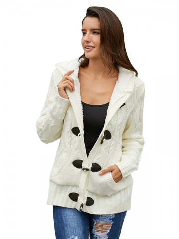 White Thicken Cardigans with Cashmere Inside