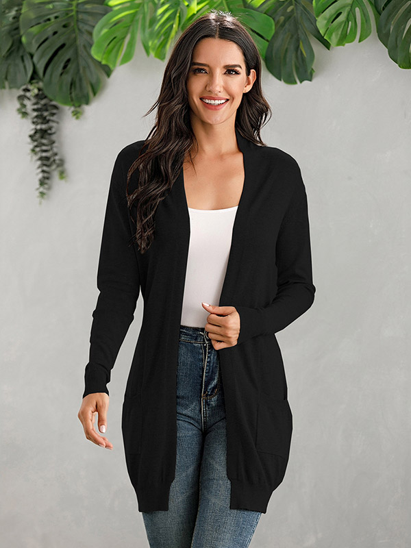 Black V Neck Slim Fit Cardigan
