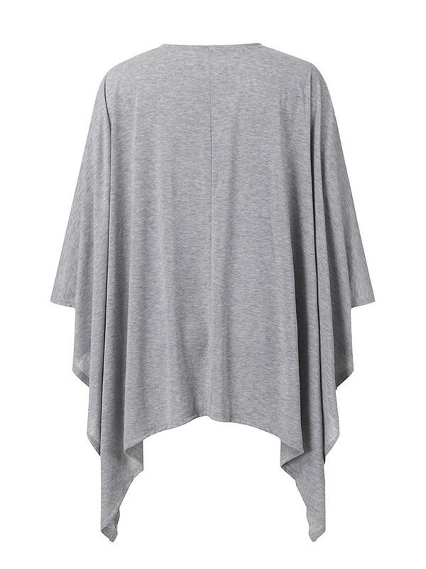 Grey Cardigan with Irregular Hem
