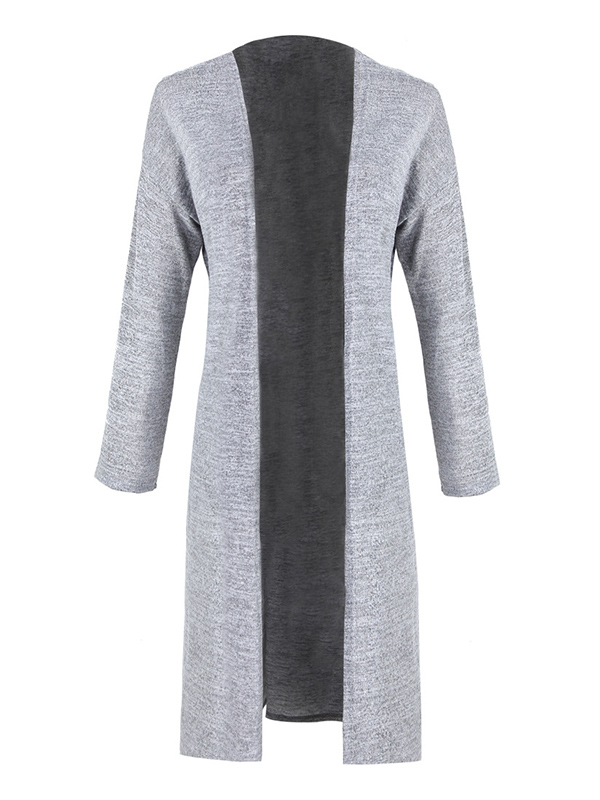 Grey Stitching Design Relaxed Fit Knit Cardigan