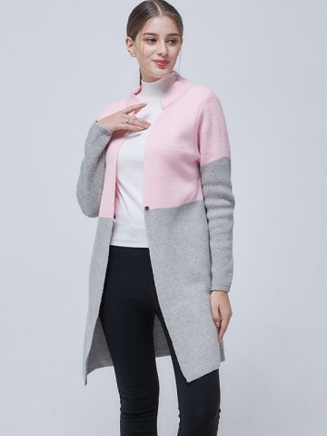 Multicoloured Contrast One Button Knit Cardigan