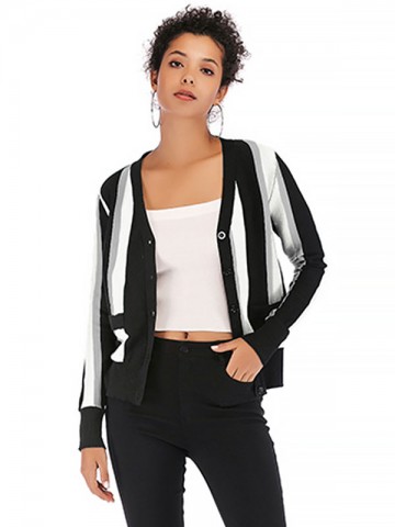 Multicolored Color Matching Knit Cardigan