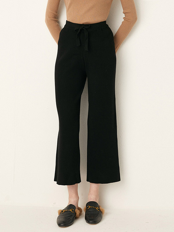 Black Belted Knit Pants