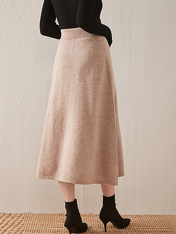 Pink Soft Cashmere Maxi Knitted Skirts 