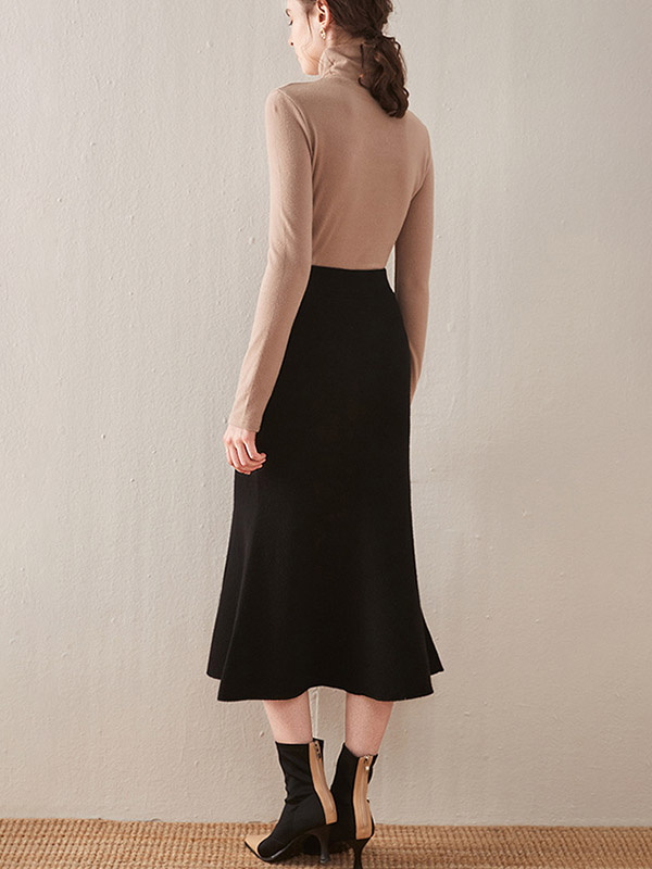 Black Modern Mermaid Knitted Skirts