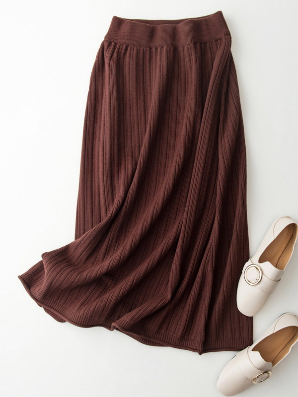 Brown Skin-friendly Loose Knit Skirts