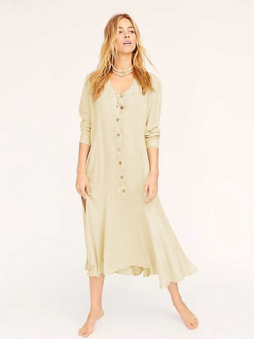 Apricot Single-Breasted Maxi Cardigan