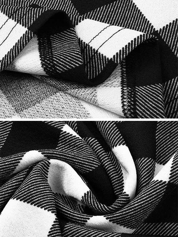 Check Knitted Dress in Black & White 