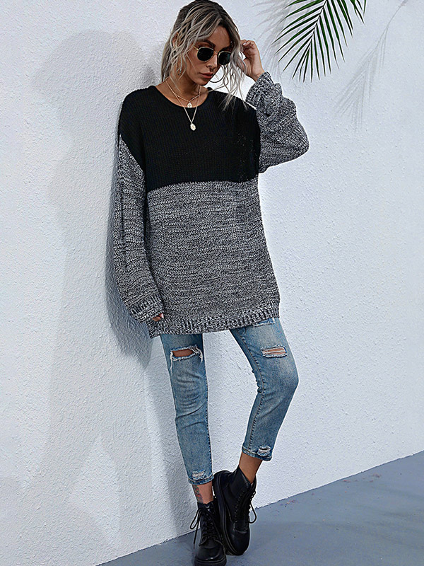 Black Round Neck Pullover Jumper