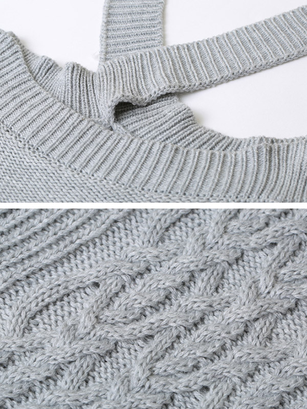 Grey Sexy Off The Shoulder Knit Dresses