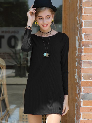 Black Minimalism Bodycon Knit Dresses
