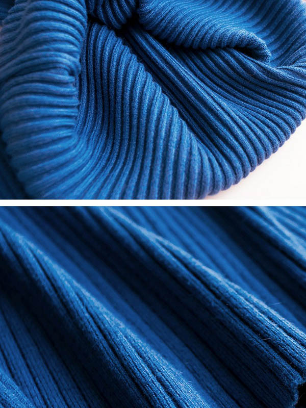 Blue Funnel Neck Base Medium Knitted Sweaters