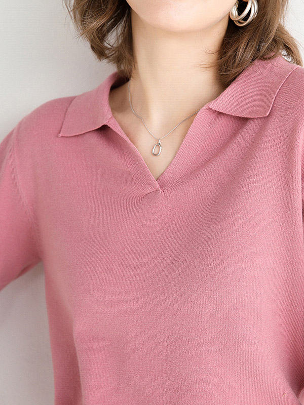 Pink Polo Knit Sweaters