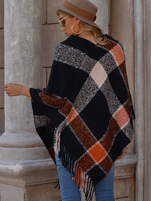 Black V-neck Irregular Fringed Sleeveless Knit Sweaters