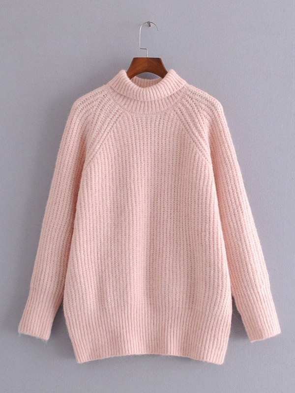 Pink Oversize Loose Stretch Knitted Sweater