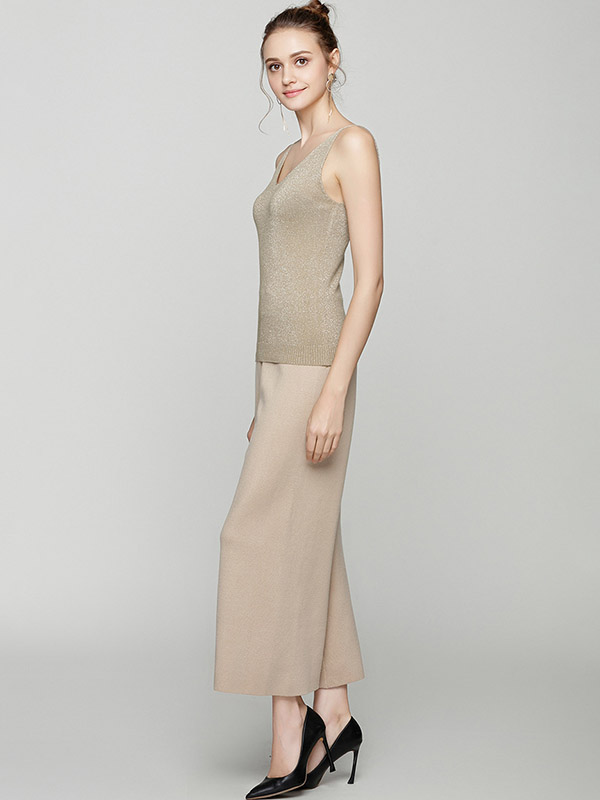 Golden Off Shoulder Shiny Strap Crop Top