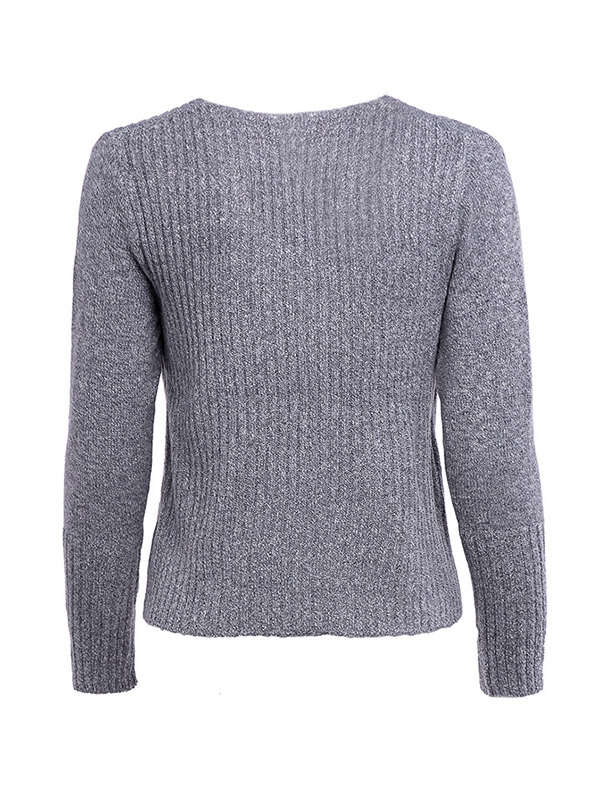 Grey Deep V Neck Sweater