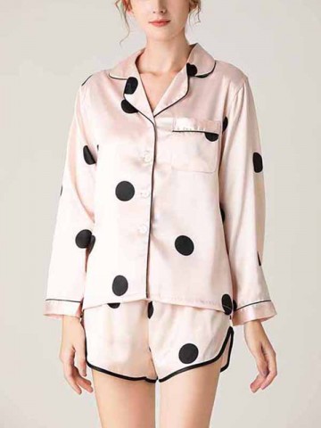 Light Pink Polka Dots Pajama Set