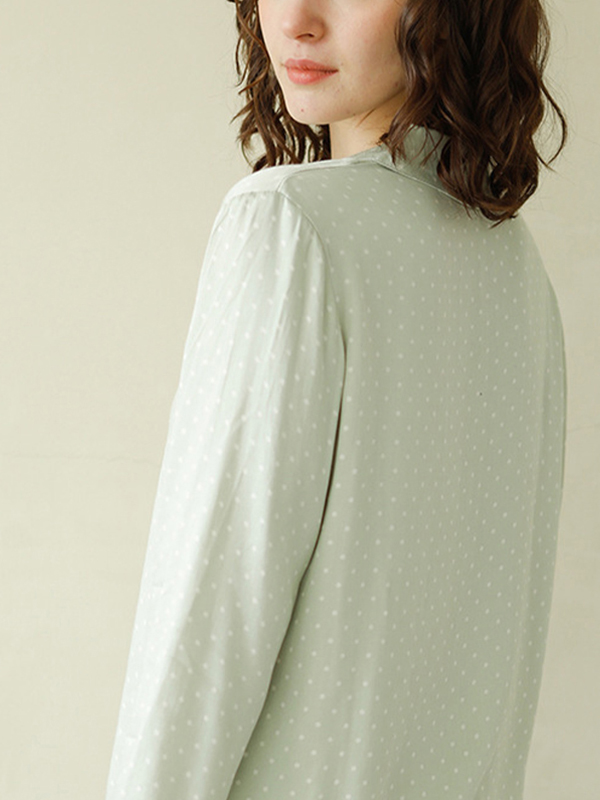 Light Green Polka Dots Printed Pajama Set