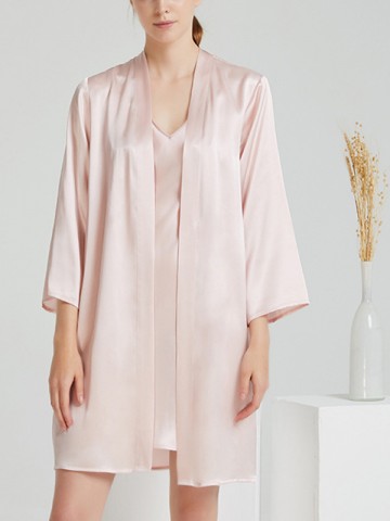 Pink 19 Momme Classic Mid Silk Robe