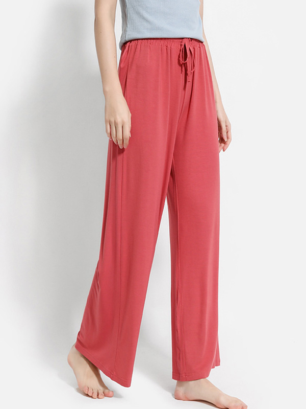 Red High-waisted Modal Loose-fit Wide-leg Pants
