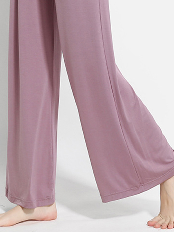 Purple High-waisted Modal Loose-fit Wide-leg Pants