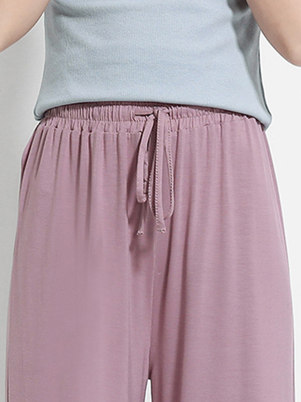 Purple High-waisted Modal Loose-fit Wide-leg Pants