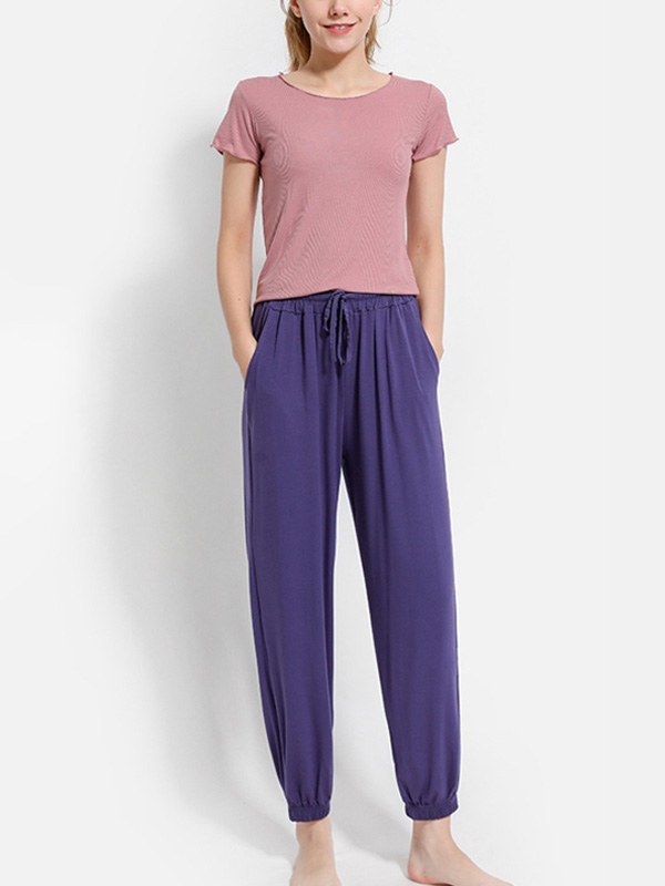 Purple Modal Drawstring Sweat Pants