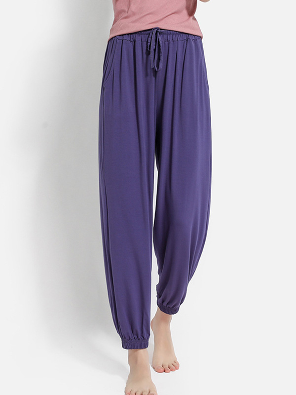 Purple Modal Drawstring Sweat Pants
