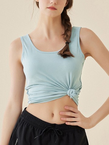 Blue Scoop Neck Tank Top