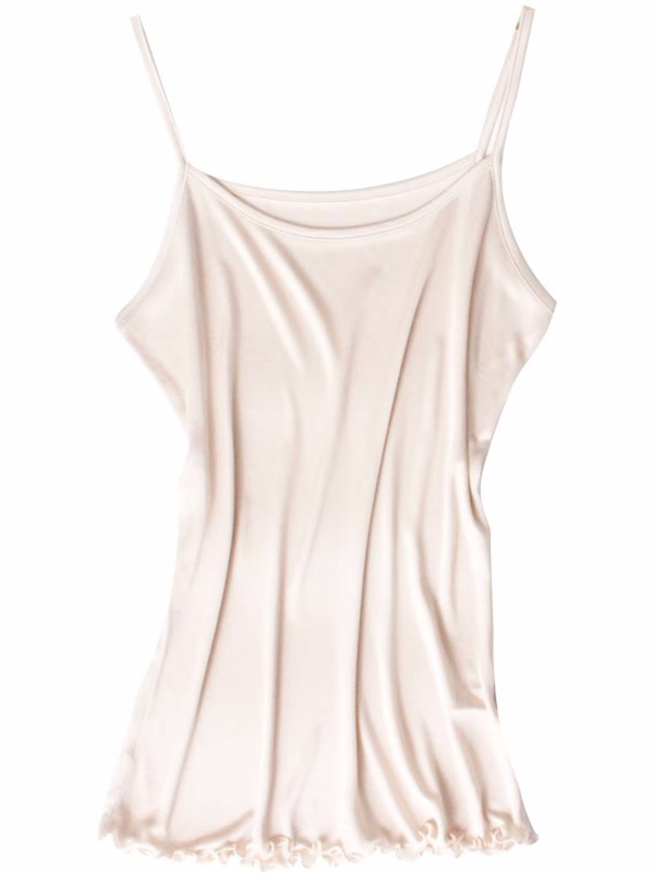 Nude Round Neck Silk Camisole