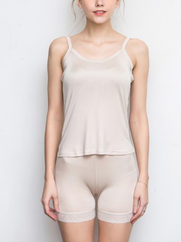 Nude Sleeveless Silk Shirt